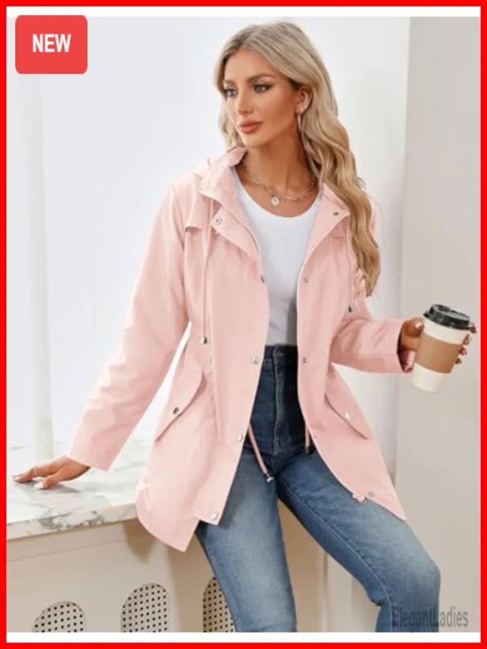Women's Waterproof Raincoat Hooded Lightweight Jacket